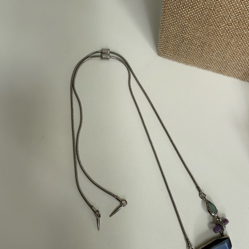 Chloe + Isabel Adjustable Gemstone Necklace & Earrings Set | Silver | NWT - Picture 4 of 5